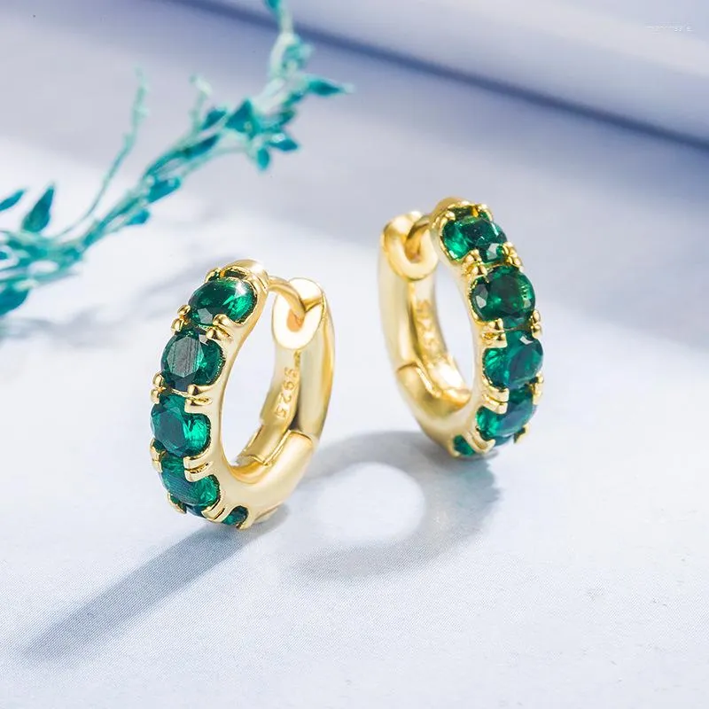 Stud Earrings Genuine 925 Sterling Silver Original Emerald Earring For Women Fine Aros Mujer Oreja Gold Filled Orecchini Gemstone