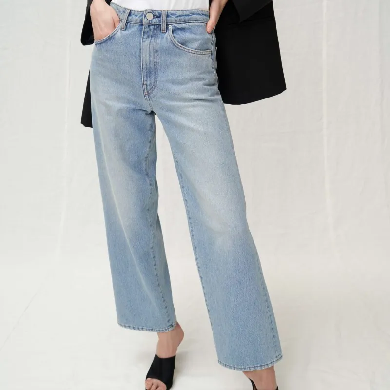 Jeans femininos totem mulheres largas calças de perna baggy jean slouchy versátil e magro solto cintura alta reta novequarter 230826