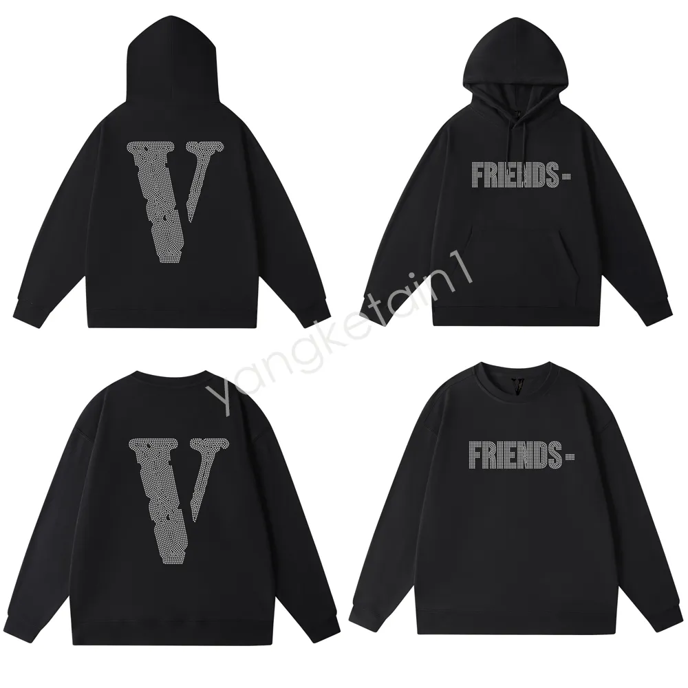 Sweat à capuche de marque américaine VLONE pour hommes et femmes, en coton, à manches longues, rose, lettre V, amis, imprimé recto-verso, tendance, rue de luxe, qualité supérieure, sweat-shirts à capuche