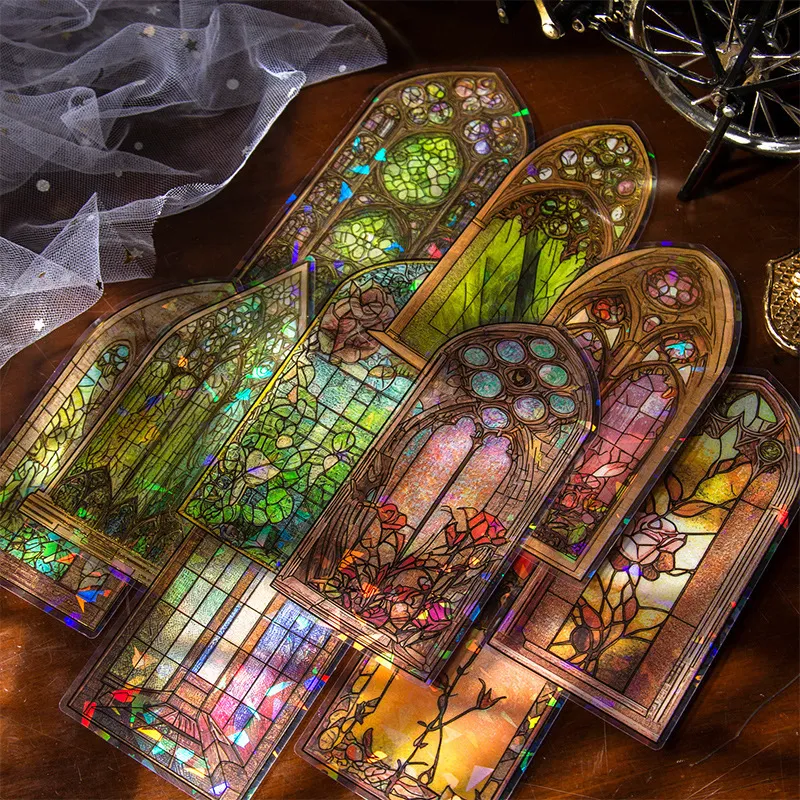 Retro Glazed Window Series Waterproof Stickers for Scrapbooking, DIY ...