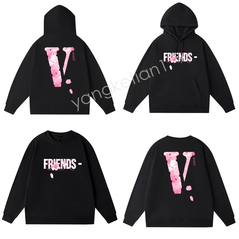 Felpa con cappuccio di marca americana VLONE uomo donna cotone a maniche lunghe rosa Graffiti V lettera stampa sul retro tendenza Street Luxury qualità top Felpe con cappuccio Felpe con cappuccio