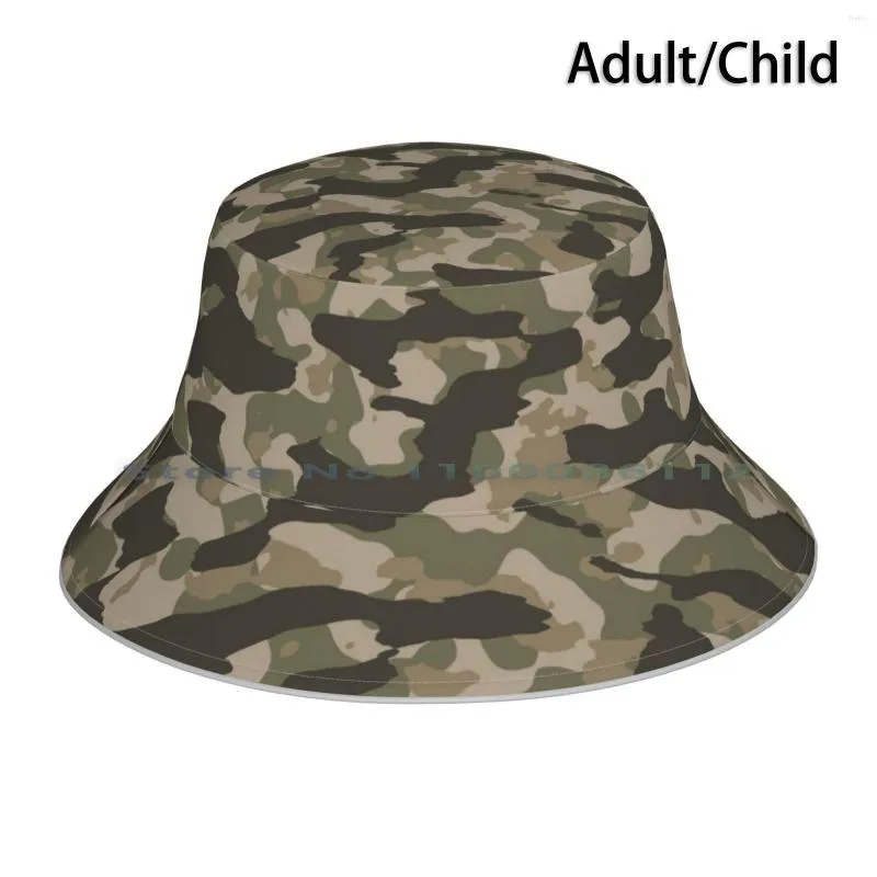 Berets Verde Camo Bucket Hat Sun Cap Camuflagem Caça Exército Militar Soldado Máscaras Máscara para Homens Meninos Ele