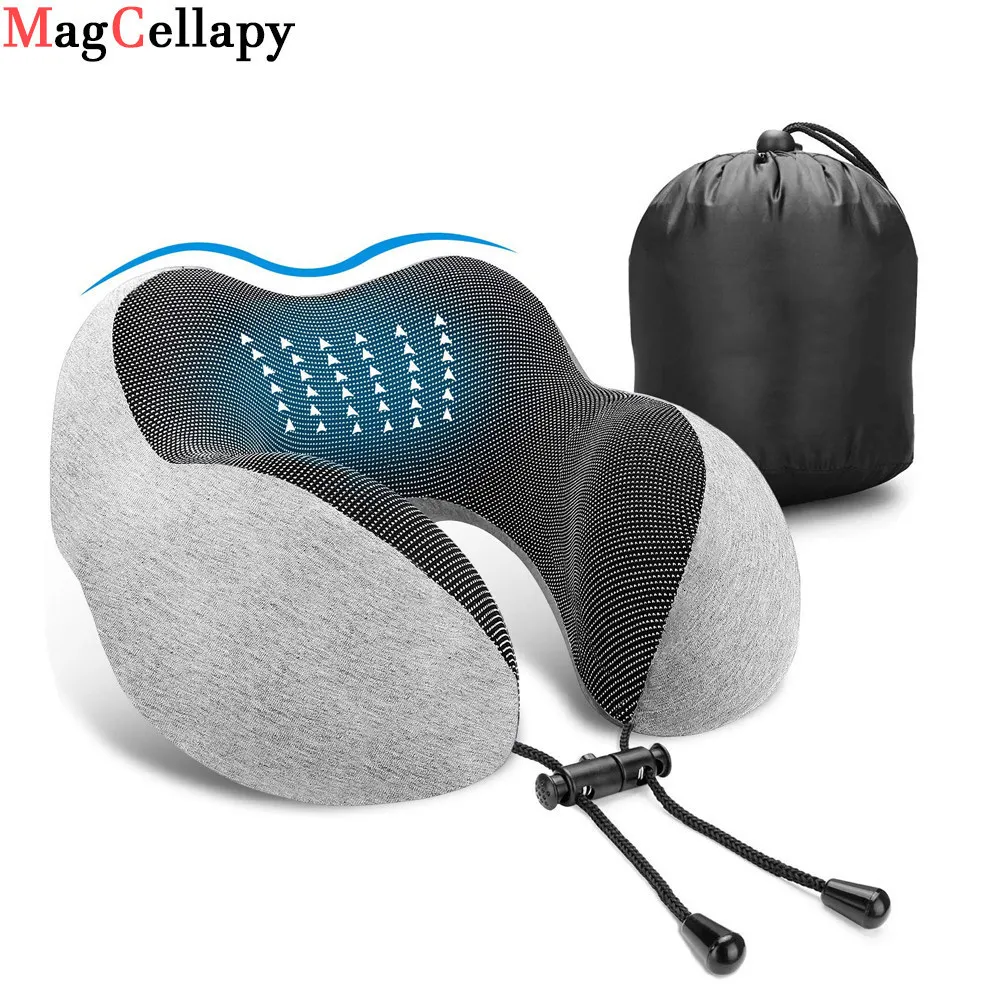 Massaging Neck Pillowws UShape Massage Pillow Travel Airplane Memory Foam Cervical Pillows Car Head Rest Air Cushion for Sleep Health Care 230826