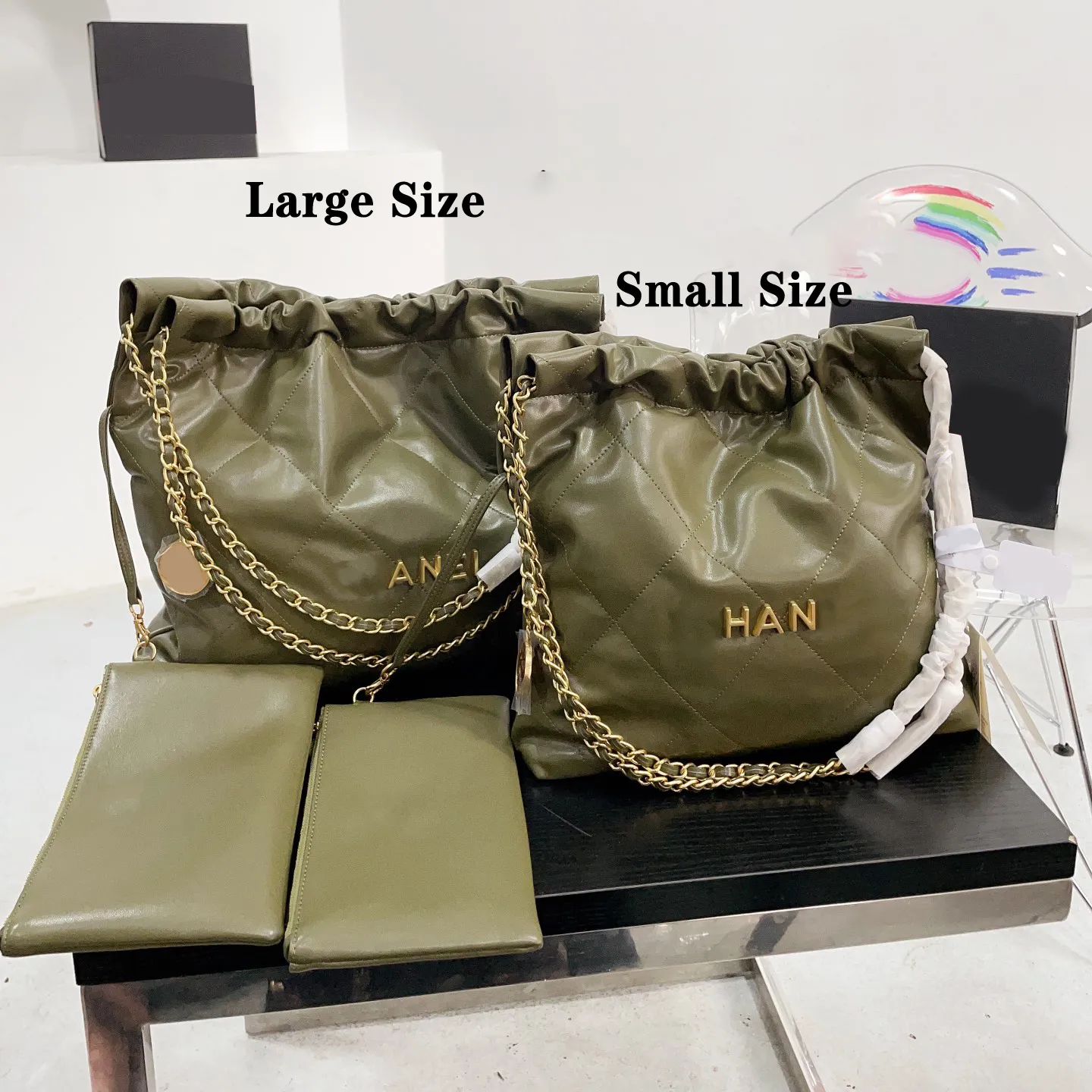 Sacola Designer CC Drawstring Bag Travel Bolsa De Ombro Couro Genuíno Ouro ou Prata Cadeia Escritório Viagem Mulheres Moda Pequenas Bolsas Baratos Sacos de Marca