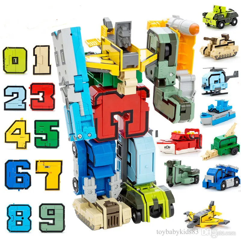 Mini Build Block Math Cube Transformer Toy Number Robot Deformater Robot Toy Cartoon Animal Build Block Toy For Kid Transformer Devastator Lepin Brick Christmas