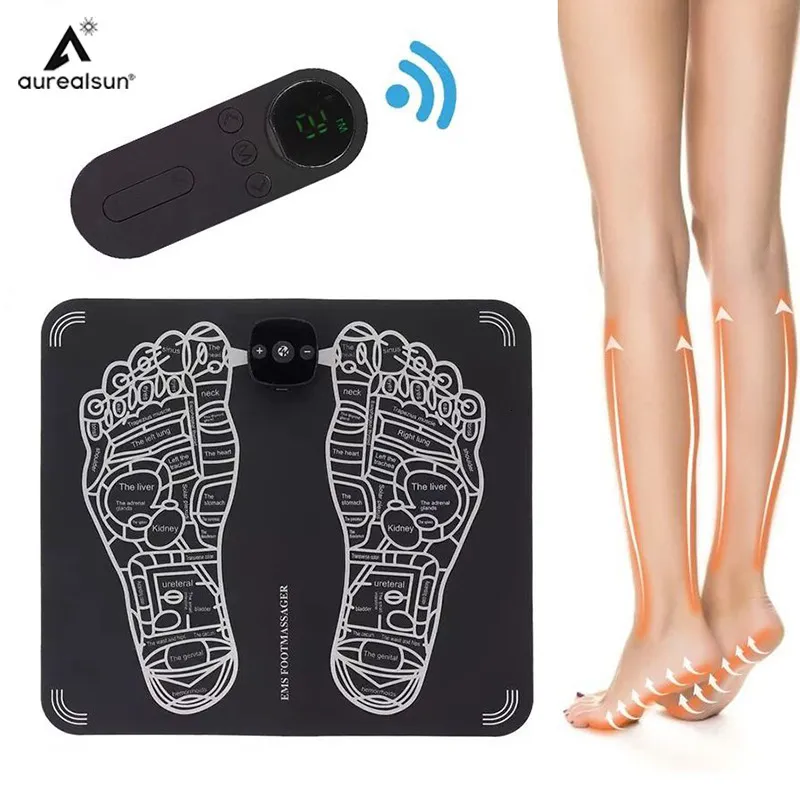 Masseur de pieds EMS Tapis électrique Pulse Muscle Relax Soins de santé Pieds Massageador Coussin Intelligent Télécommande Massage Salud 230826