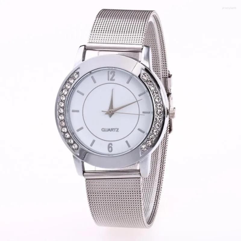 Wristwatches Fashion Women Crystal Golden Stainless Steel Analog Quartz Wrist Watch Simple And Fashionable Women'S 2023 Wristwatch