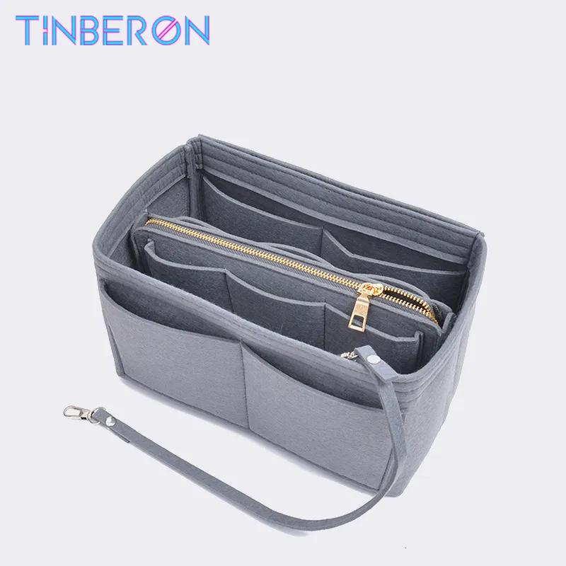 Kosmetiktaschen Hüllen TINBERON Multifunktionale Make-up-Aufbewahrungstasche mit großer Kapazität Filzstoff-Innentasche Reiseeinsatz Tragbare Tasche in Tasche Kosmetiktasche 230826