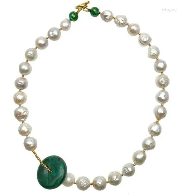 Choker Habitoo 20 '' Style Red Blue Green Stone White Barok Reborn Keshi Pearl Naszyjnik Lady Fashion Biżuteria