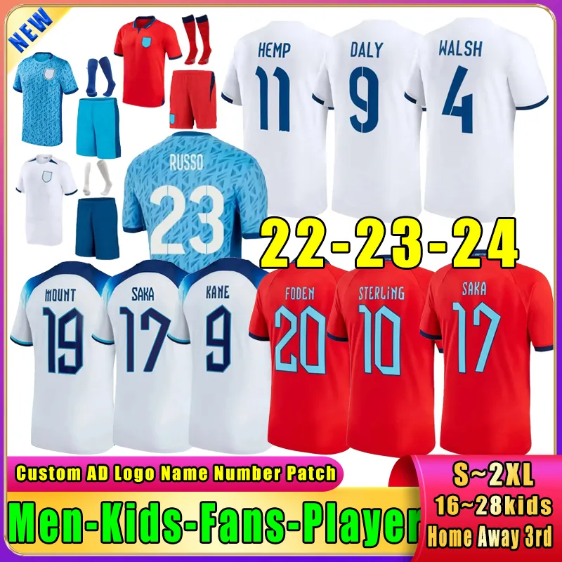 22 23 24 NEW Englands KANE RASHFORD fans Speler Voetbalshirts SAKA STERLING GREALISH HENDERSON voetbalshirt thuis weg Dames kindertenue uniformen