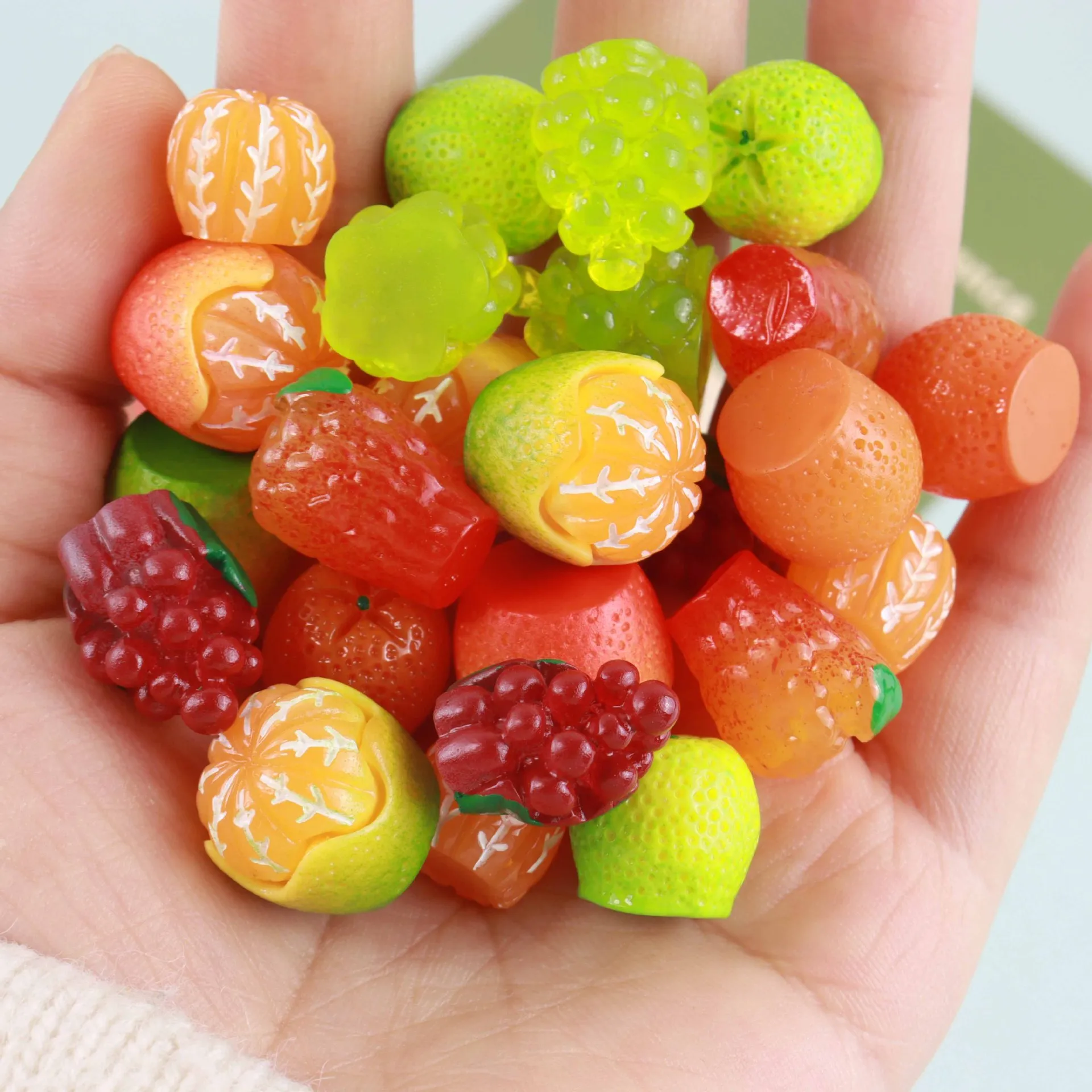 Faux Mini Fruits Figurines Mini Orange myrtille raisin framboise Fruit modèle maison cuisine décoration 122245
