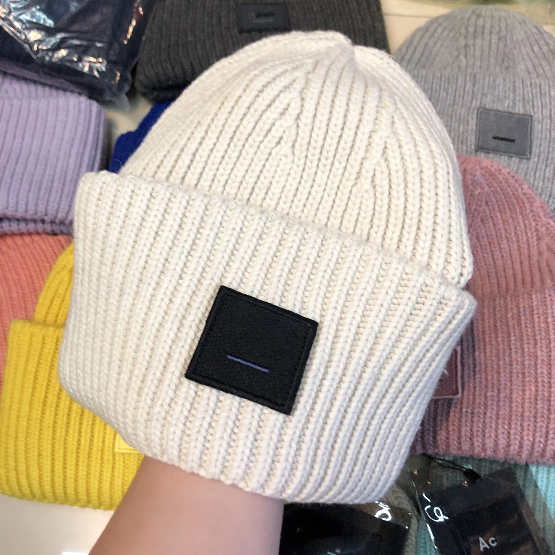 Designer Knitted Acne Studios Beanie Sale For Women AC Square Smiley Face  Wool Blend, High Version, Casual & Warm, Elastic Fit, Perfect For Winter  From Topjewellry168, $14.08