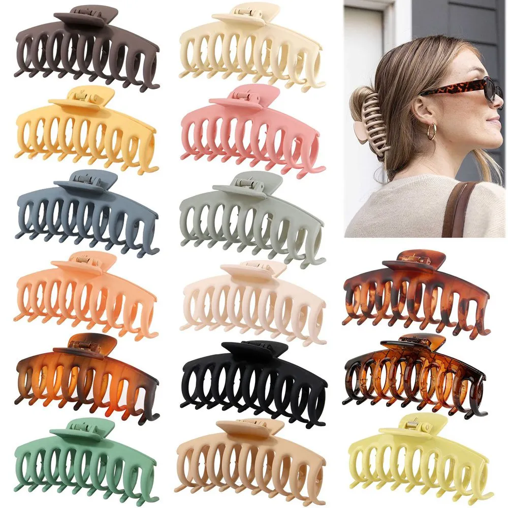 Hair Clips for Women 4.3 Inch Large Hair Claw Clips Girl Thin Thick Curly Hair Big Matte Banana Clips Strong Hold Jaw Clips Neutral Colors 2492