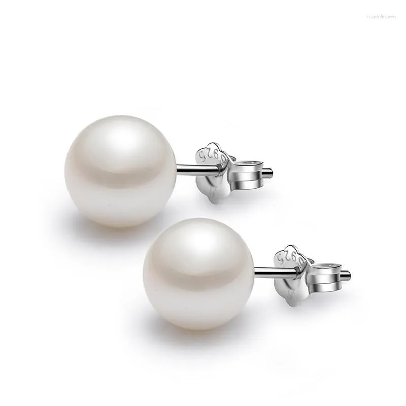 Orecchini a bottone in argento sterling 925 colore 10mm perla per le donne gioielli di fidanzamento di nozze granato orecchino regalo orecchini pietra preziosa