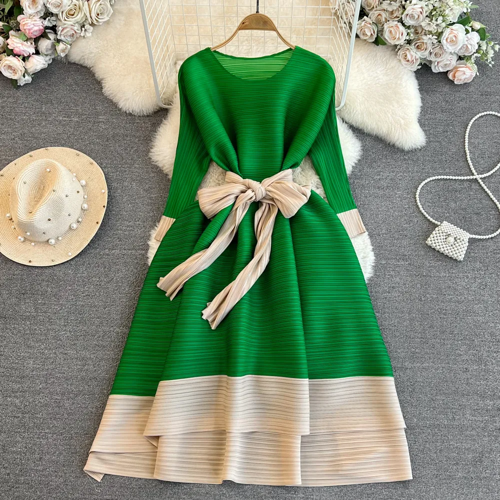 green contrast color dress Mati Wrap Dress
