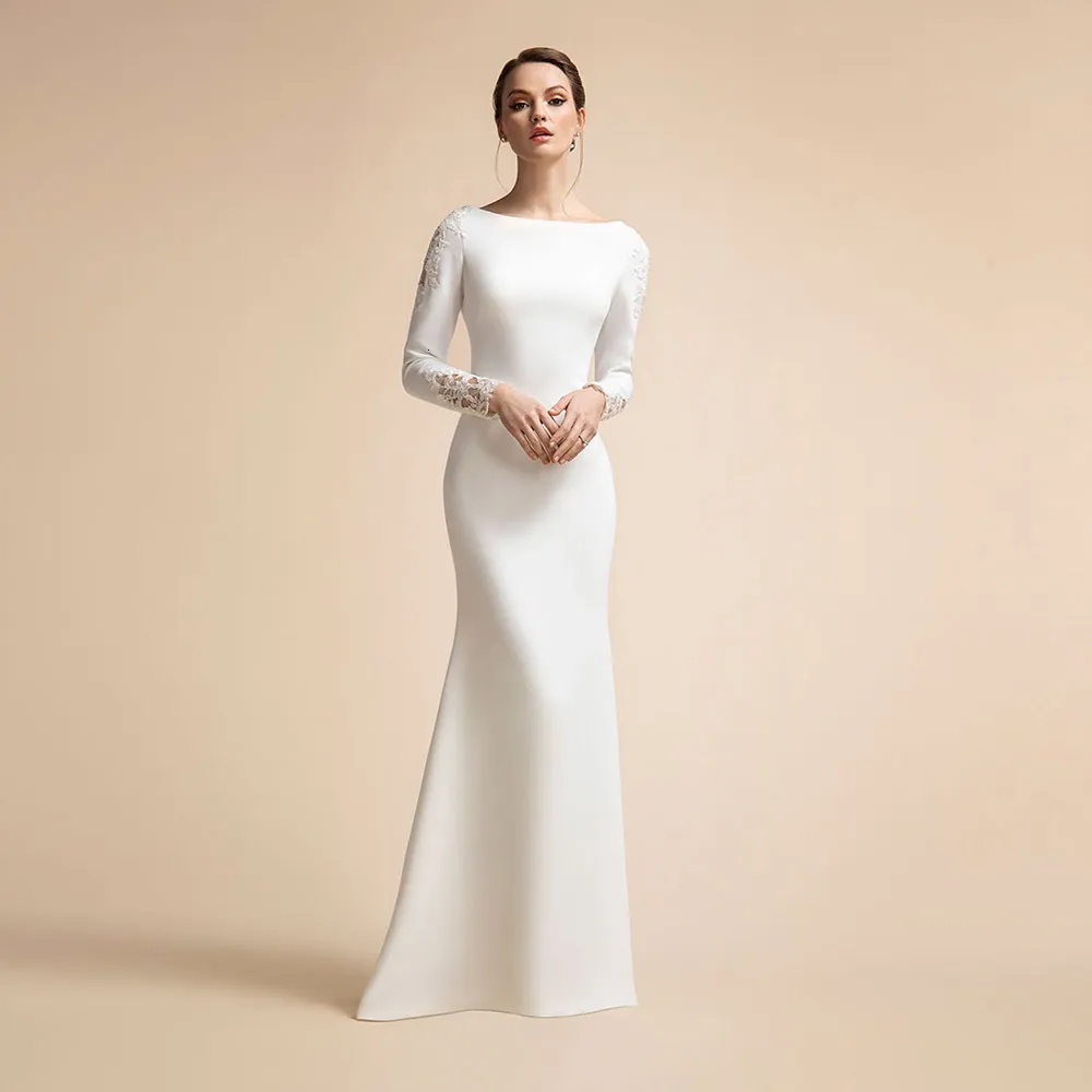 アーバンセクシードレスエレガントな白人マーメイドウェディングドレス