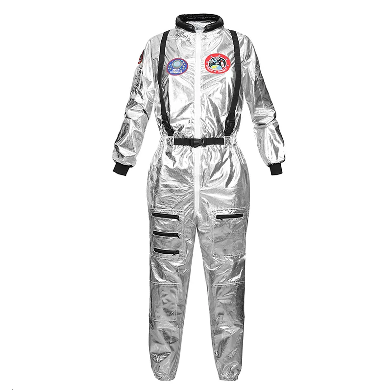 Temedräkt astronaut kostym vuxen silver rymddräkt plus storlek kvinnor rymddräkt fest kläd upp kostym astronaut kostym vuxna vita 230826