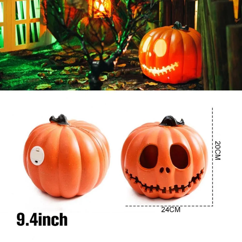 Lanterne Citrouille Halloween LED - Déco Bureau Ou Table - À Piles - Résine