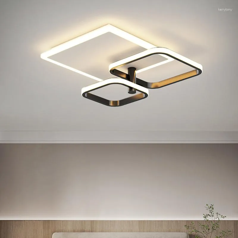 Lustres Minimalisme moderne Lustre de plafond rotatif LED Lustre à intensité variable éclairage luminaires montés sur chambre à coucher