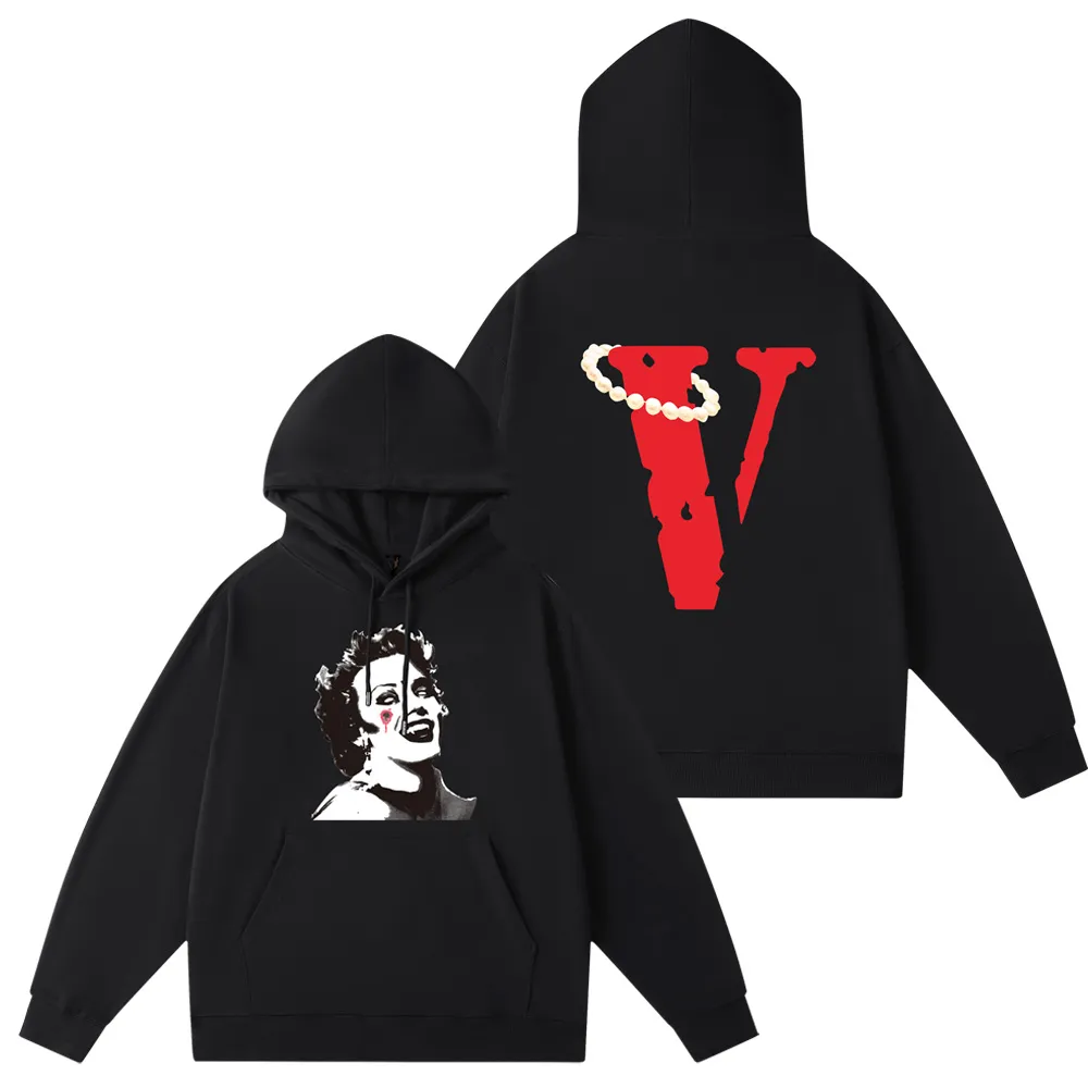 VLONE marque unisexe sweats à capuche hommes femmes coton à manches longues grand V Marilyn portrait taille d'impression s-3xl Street Fashion haut d'automne Sweatshirts à capuche pull