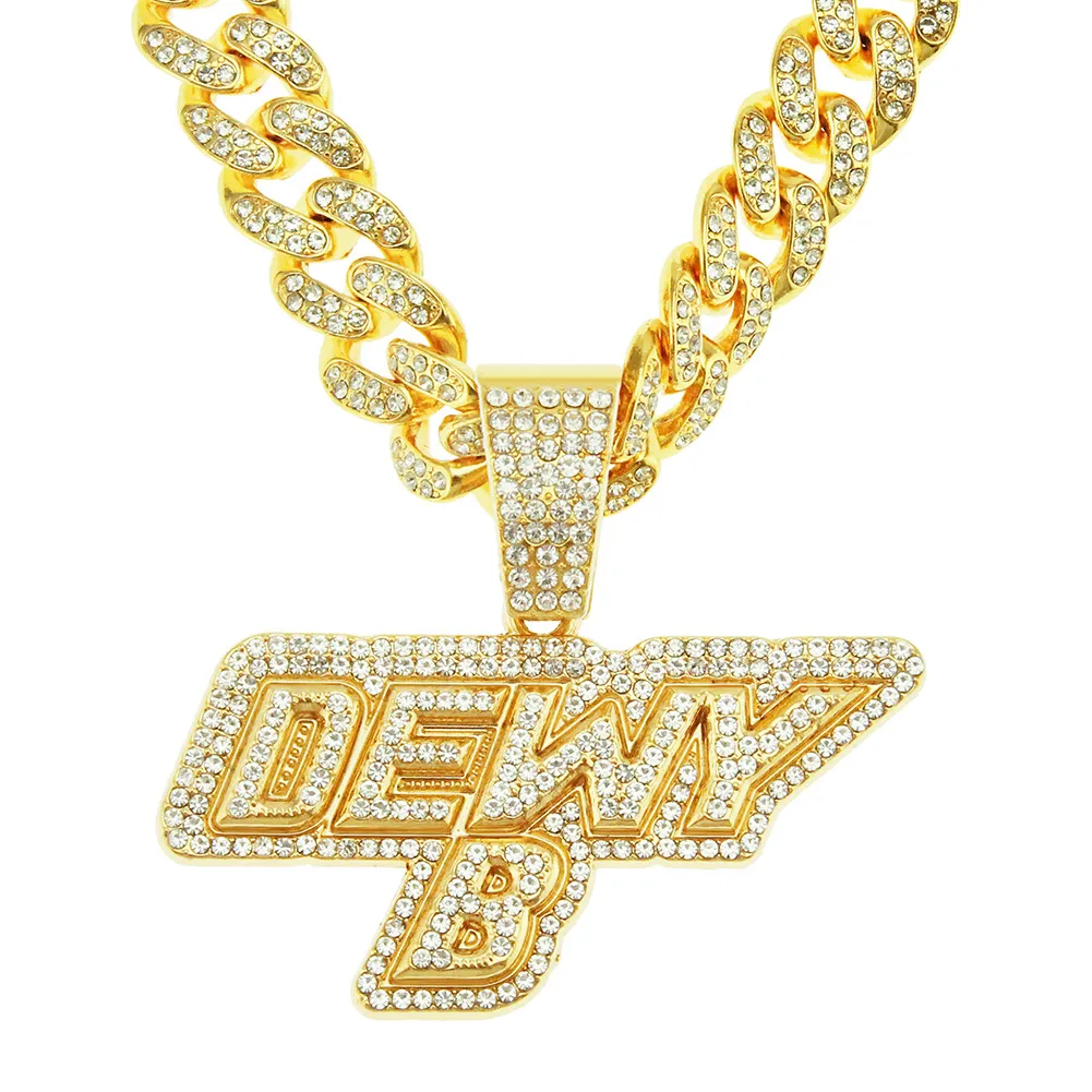 Hip Hop Men Rapper Diamond Pendant Necklace Shiny Dewy B Letters Pendant Square Zircon Jewelry Night Club Accessory Treeat Collone Cuban Chain 50cm 1793