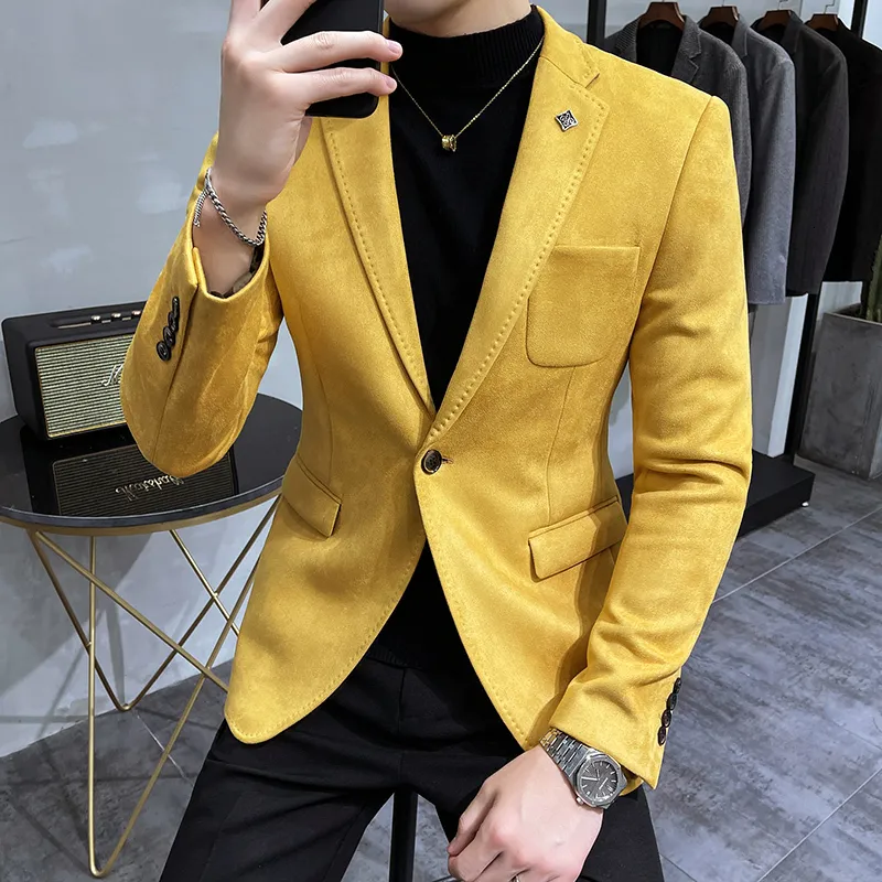 Herenpakken Blazers 2023 Hombre Pak Leren Jas Mannen Terno Masculino Kleding Hertenleer Blazer Casual Slim 6 Kleur 230826