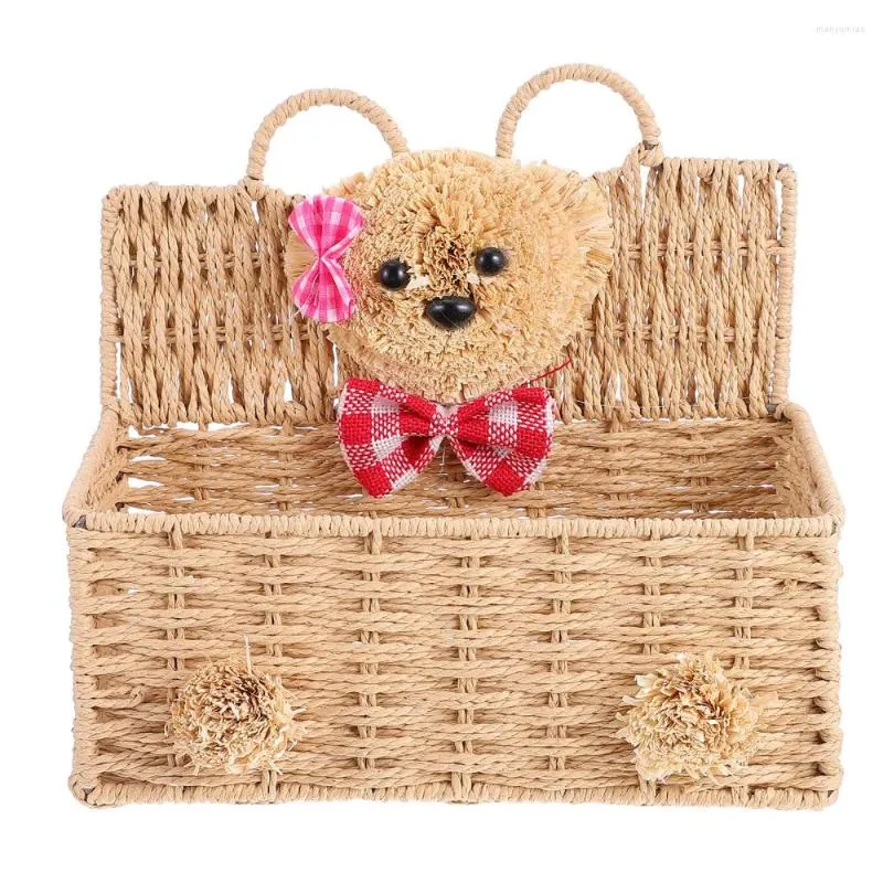 Storage Baskets Weave Basket Desktop Box Toy Sundries Cosmetic Underware Organizer Office Stationery