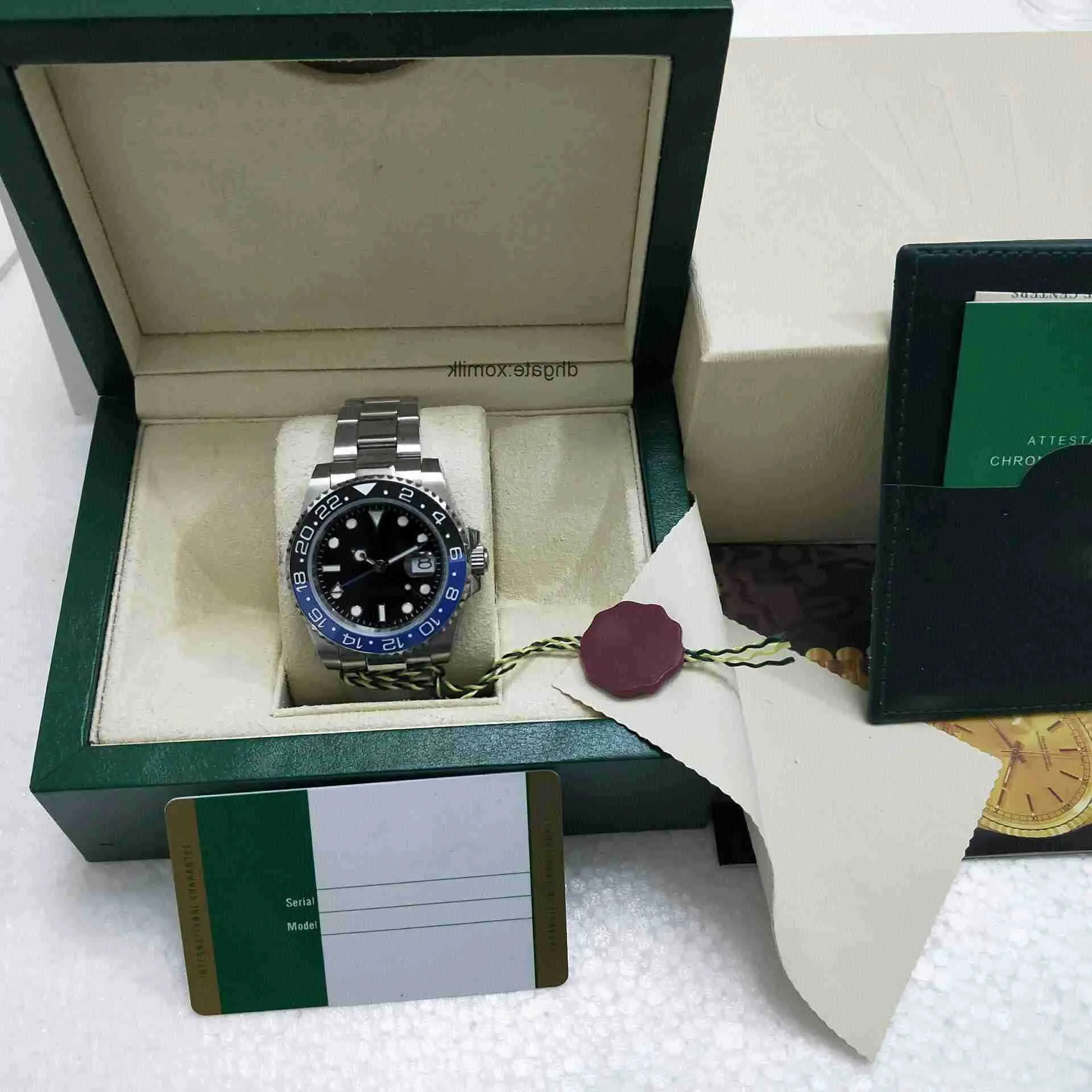Wersja super fabryczna Watch 3 Style dobra jakość 40 mm dwukierunkowa obrotowa obrotowa ramka ceramiczna automatyczna ruch Mens Watches Oryginalne pudełko JFYP