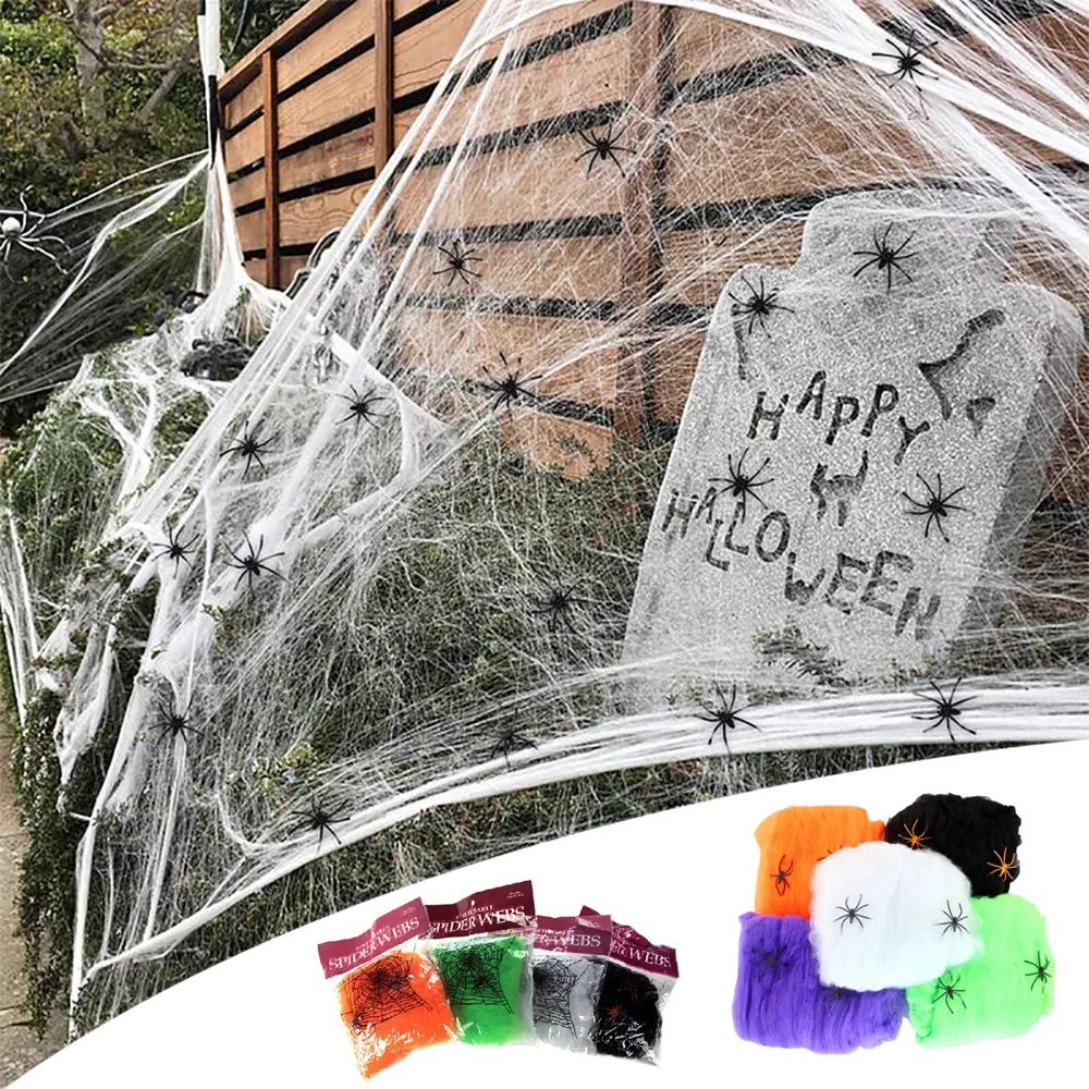 Other Festive Party Supplies Halloween Decoration Spider Cotton Thread Web Props Haunted House Artificial Home Decora Accessories 230826