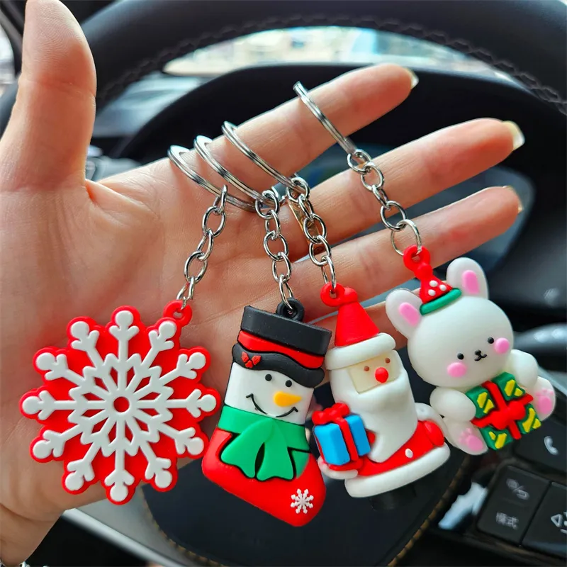 Cute Anime Keychain Charm Key Ring Lovely Christmas Keychains Pendant Santa Claus Doll Couple Students Personalized Creative Valentine's Day Gift DHL