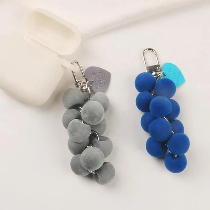 Porte-clés coeur porte-clés pour sac pendentif flocage raisin porte-clés porte-clés coloré boule perle coréen