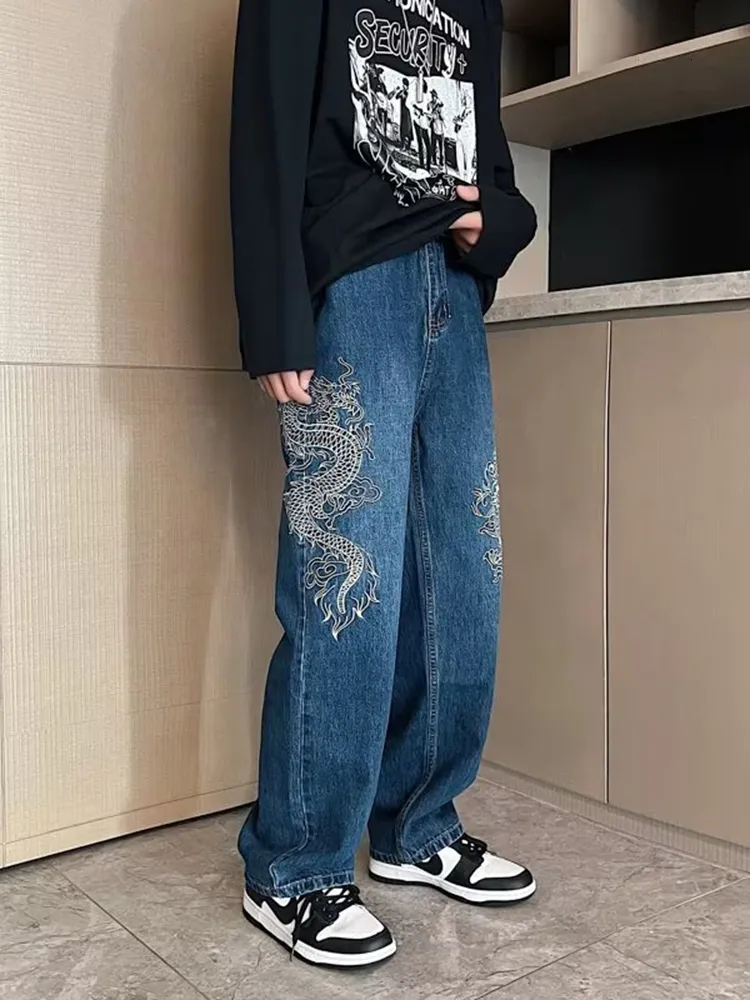 Dragon Embroidered Y2K Jeans - Mens & Womens American