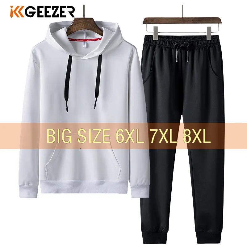 Heren Trainingspakken Heren Hoodie 5XL 6XL 7XL 8XL Overalls Trainingspak Set Sweatshirts Broeken Casual Hoodies Truien Straat Zwart Hoody Streetwear 230826