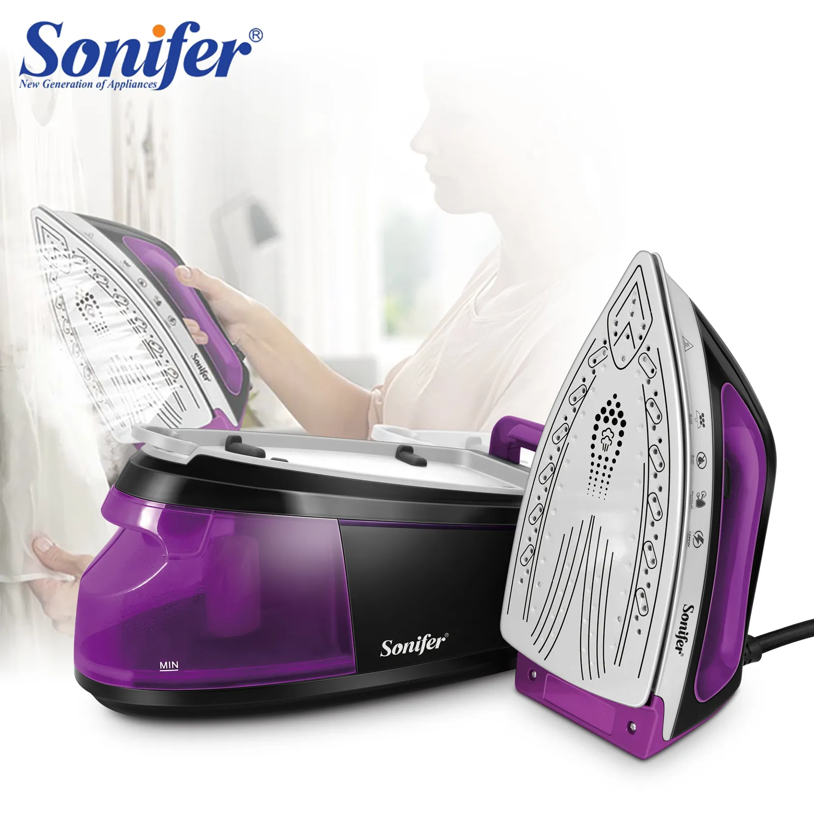 Other Electronics Cordless Steam Iron For Clothes Steam Generator Travel Wireless Iron Ironing Ceramic Soleplate External Water Tank Sonifer 230826