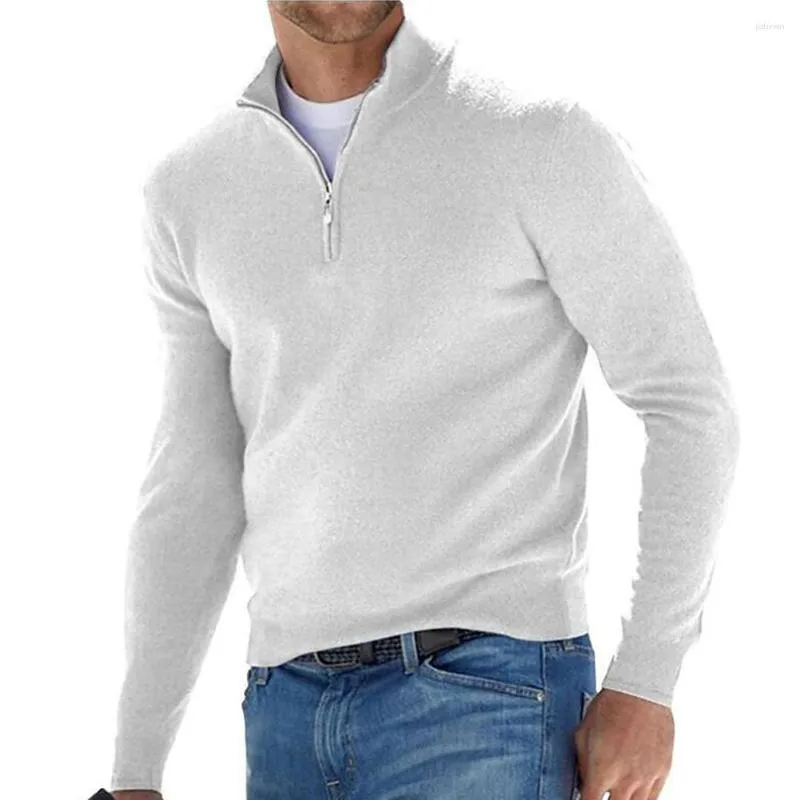 Herrtröjor herrar botten långärmad pullover dragkedja v halsskjorta varm stickad tröja strick mode toppar blusa solid kashmir