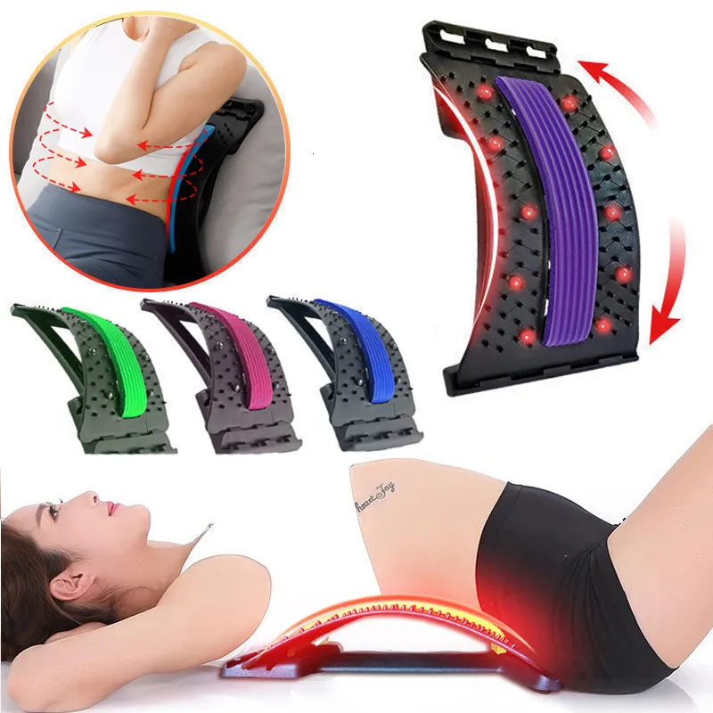 Back Massager Back Massager Magnetotherapy Multi-Level Adjustable Stretcher Waist Neck Fitness Lumbar Cervical Spine Support Pain Relief 230826