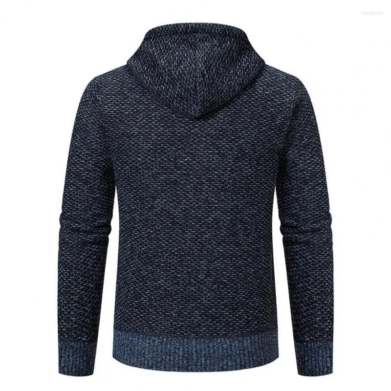 Herensweaters Gebreide jas met capuchon en lange mouwen Gezellige vesten met pluche voering Ritssluiting Zakken Voor Casual Herfst Winter