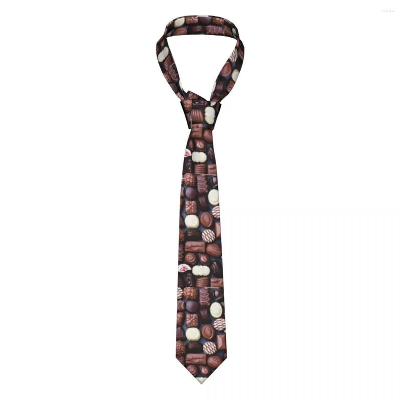 Bow Ties Chocolte Corbalo de la colcha Poliéster de seda 8 cm Postre clásico Conta del cuello para trajes accesorios Gravatas Office