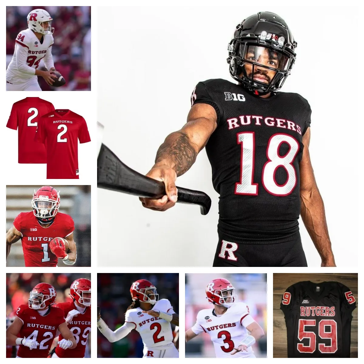 Rutgers Scarlet Knights Football jersey 88 Mike Higgins 20 Elijuwan Mack 12 Vilay Nakkoun Jr. 61 Emir Stinette 7 Robert Longerbeam 21 Johnny Langan 55 Angoy 70 Sutton