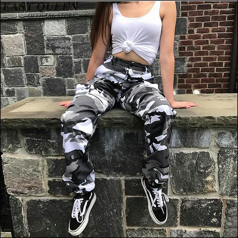 Women's Pants Military Camouflage Dance Punk Streetwear Elastic Waist High Street Loose Full Length Sexy 3481 A