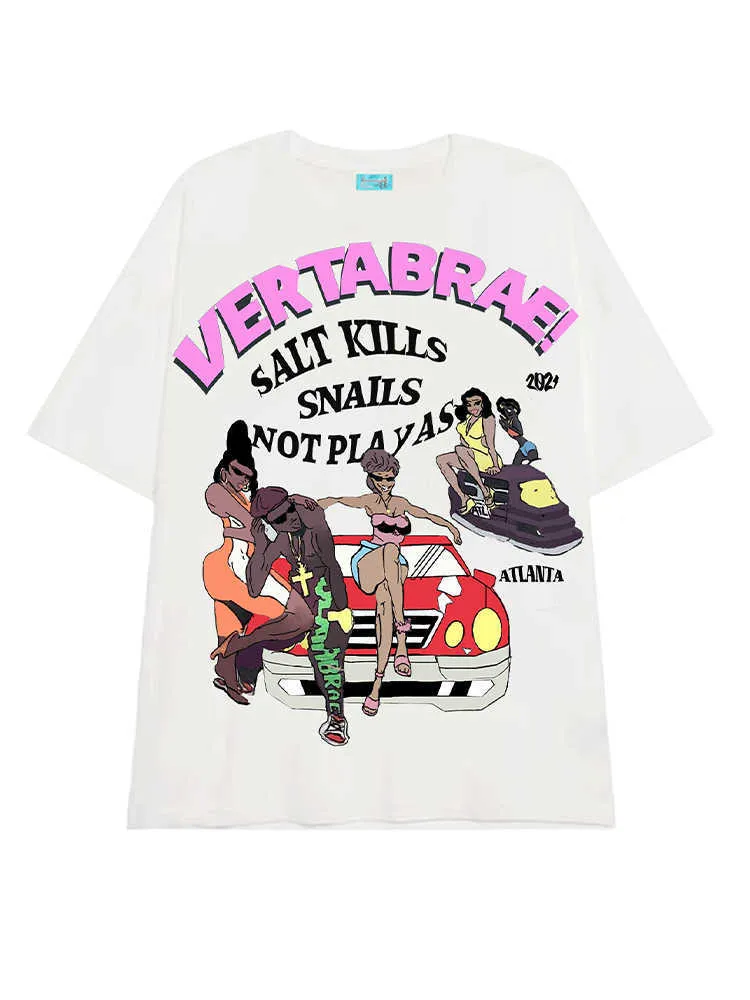Męskie koszulki amerykańskie VTG High Street White Design T-shirt dla mężczyzn Vintage Hip Hop West Coast Half Sueve