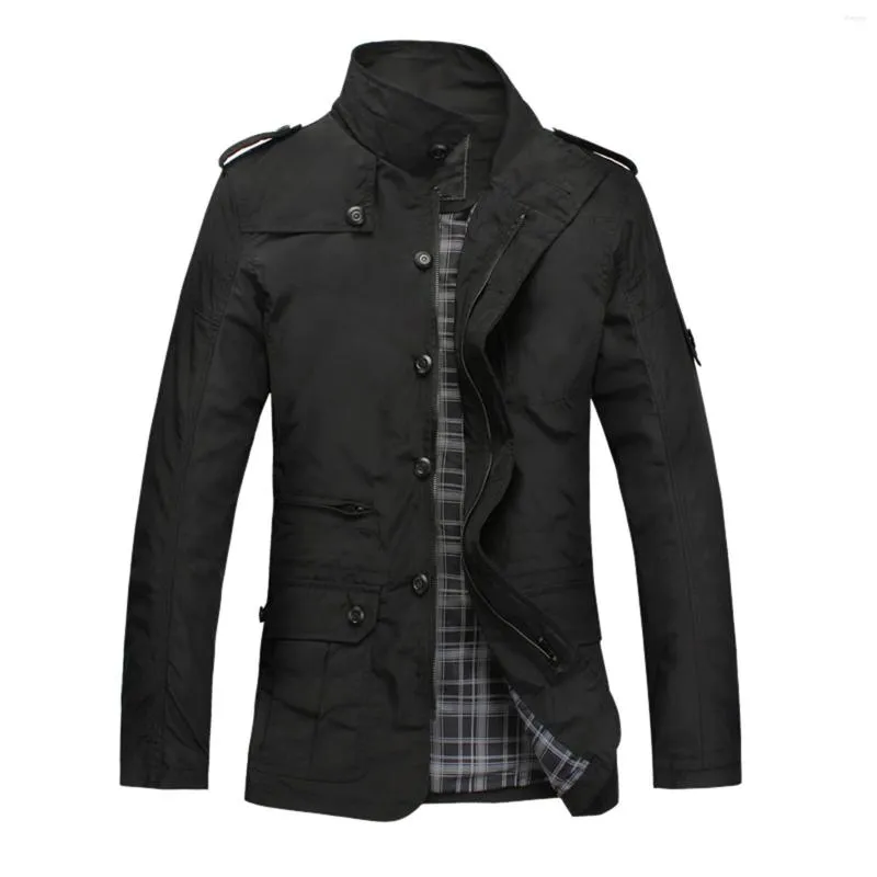 Men s Jackets Men Autumn Winter Warm Fit Standing Collar Multi Pocket Windbreaker Casual Jacket Coat Heavy Kilogram