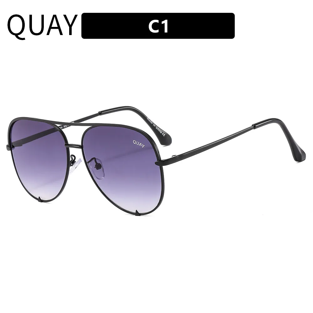Quay Black Aviator Sunglasses Purple Gradient Lens UV Protection Stylish QUAY Unisex High Key Extra Large 55mm Aviator Sunglasses  main image 3