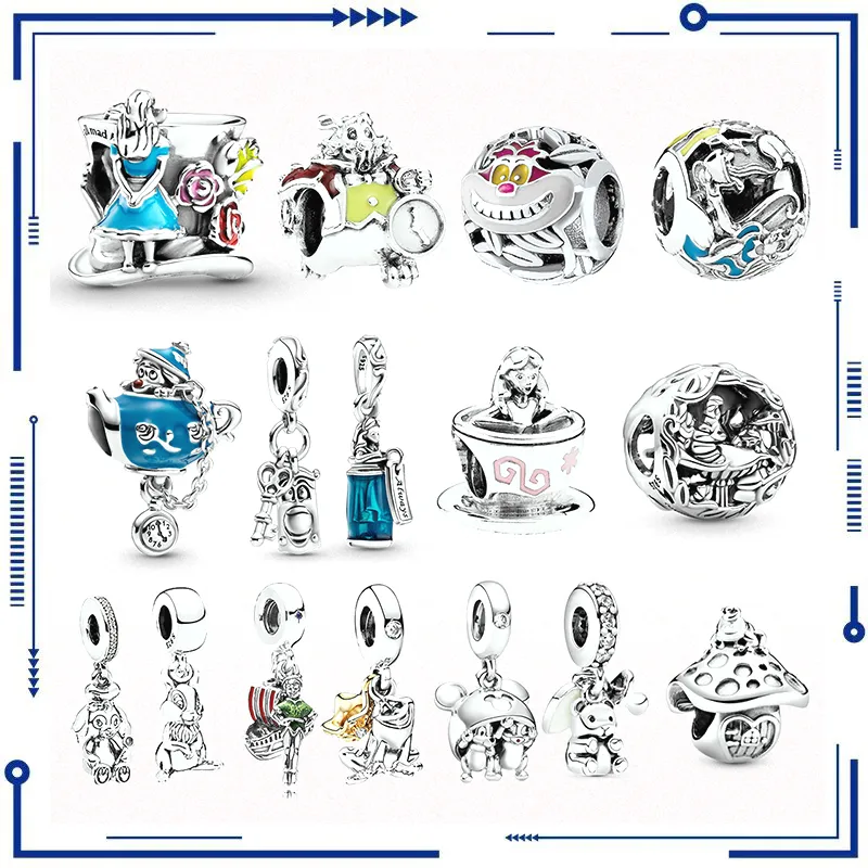 S925 Sterling Silver Charm Tea Party Beads Charm Suitable for Girls' Party Commuting Original Fashion Bracelets Women's Fashion Jewelry Gifts Free Shipping