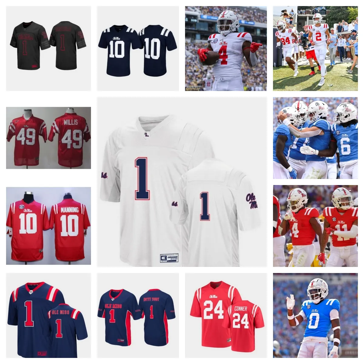 2023 Ole Miss Rebels Football Jersey 34 Tyler Banks 72 Ethan Fields 95 Akelo Stone 11 Watkins 55 Preston Cushman 99 Desanto Rollins 39 SKIELAR MANN 2 JOHNSON