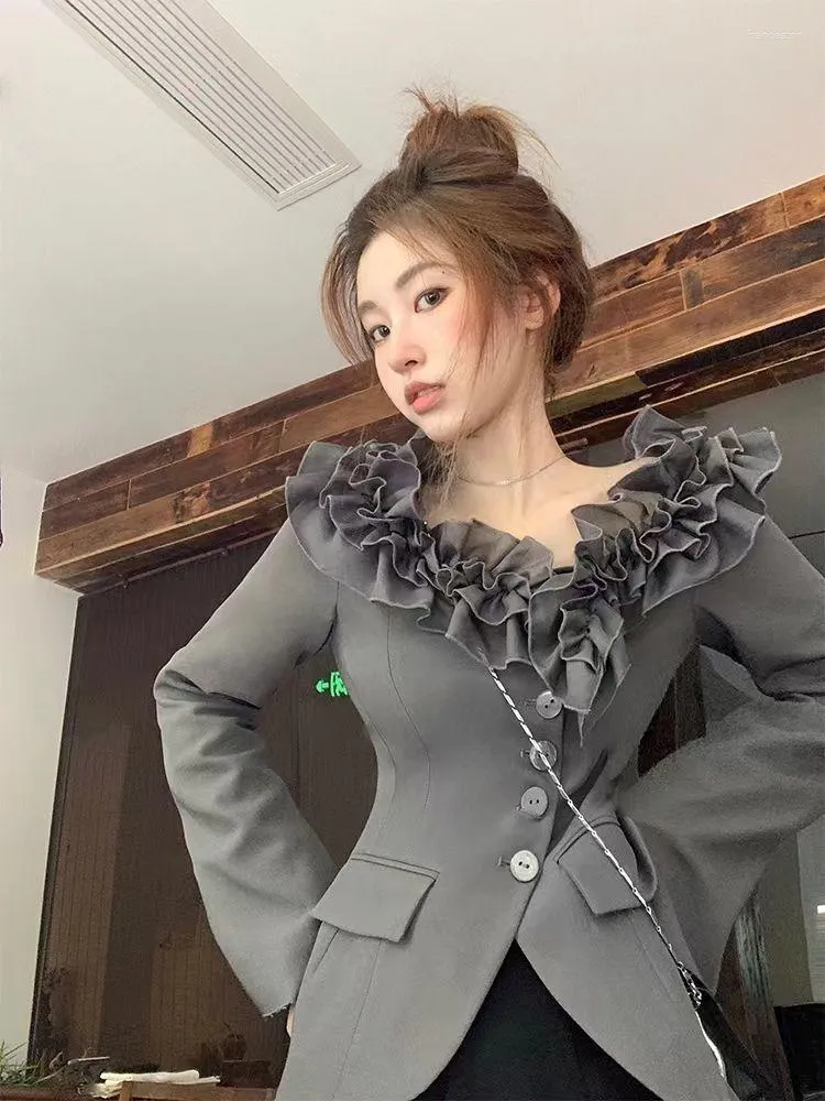 レディーススーツ】ドビー素材ダブルブレストジャケットスカートスーツ