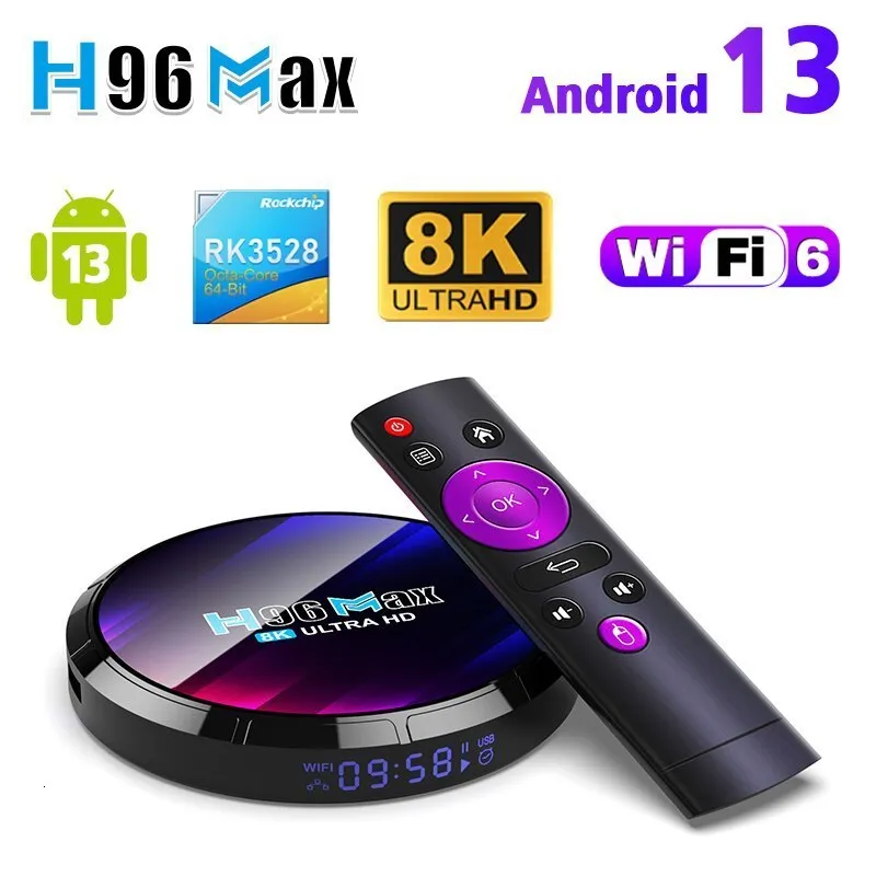 Décodeur Android TV Box H96MAX RK3528 4GB RAM 64GB ROM Android Box Support 2.4G/5.8G WiFi6 BT5.0 4K vidéo décodeur TV Box 230826