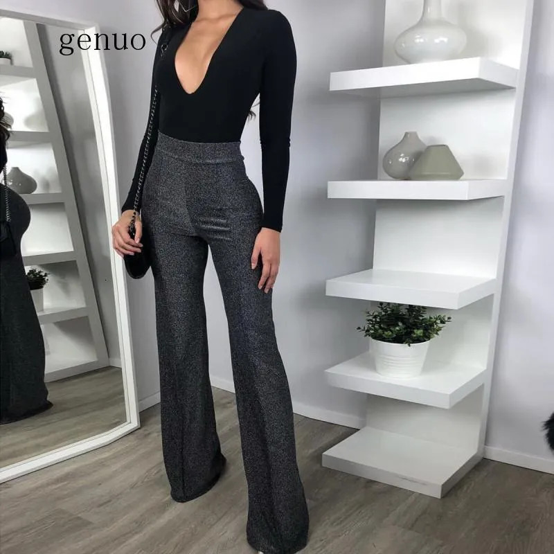 Kvinnors jumpsuits romper långärmad svart bodysuits Sexig Deep V Neck Bodycon Basic Body Suit Fitness Overall för Women Jumpsuit 230826