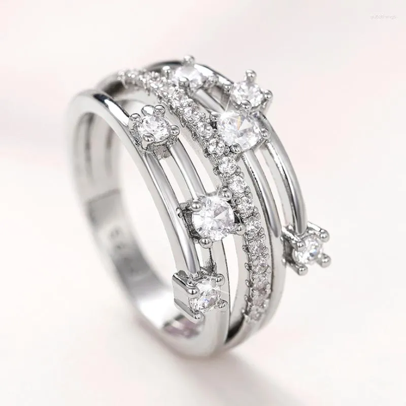 Wedding Rings CAOSHI Trendy Silver Color Finger Ring Female Party Bands Brilliant Cubic Zirconia Accessories For Engagement