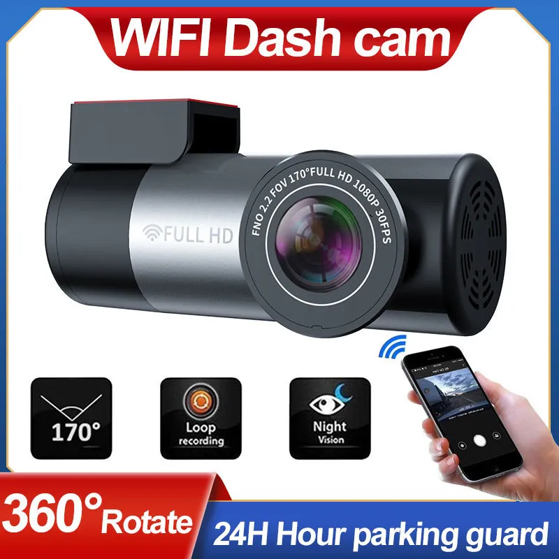 Minikameror WiFi Hidden Dashcam 1080p HD Camera DVR Wireless Night Version G-Sensor Car Driving Recording Loop Recording 24H Parking Monitor 230826